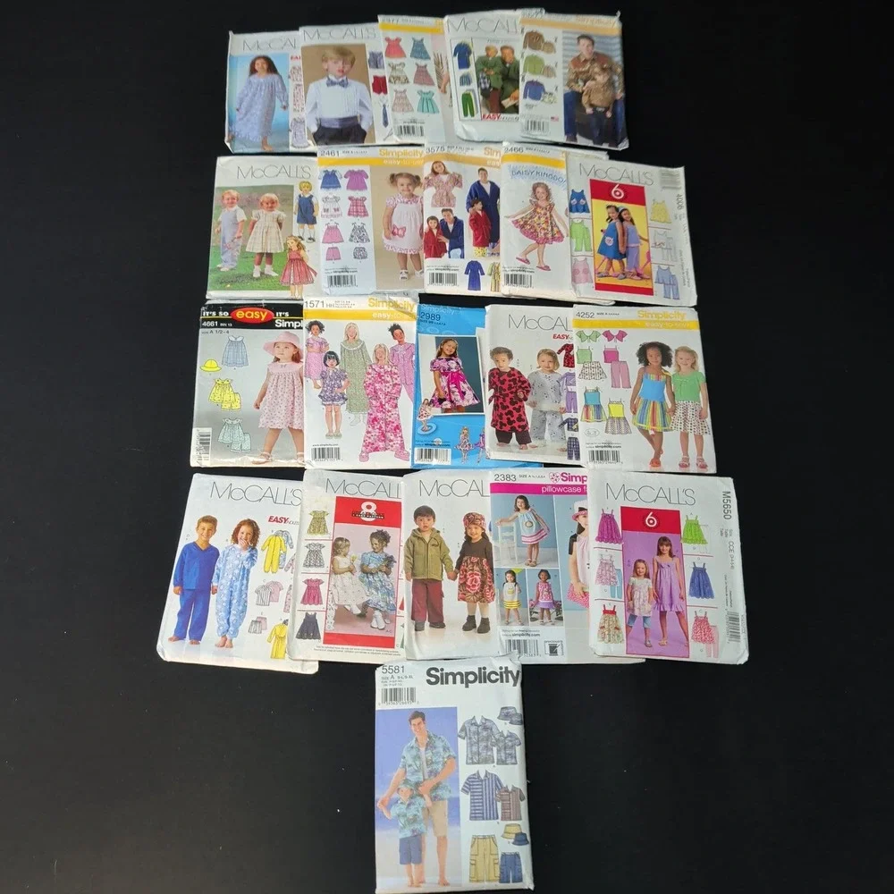 Lot of 21 Cut Sewing Patterns Kids Toddler PJ Dress Shirt McCalls Simplicity